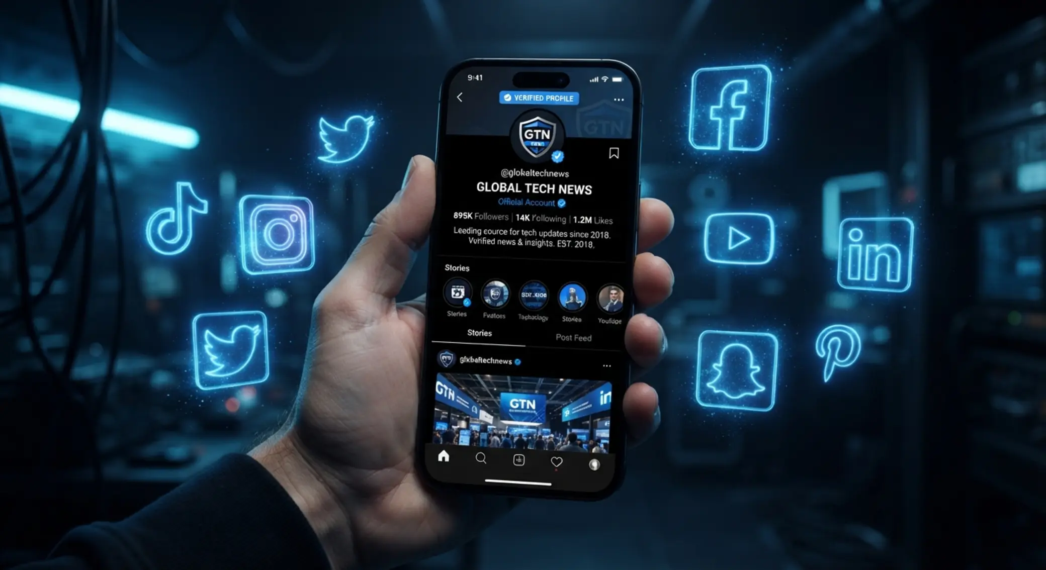 Smartfon z oficjalnymi profilami marki w mediach społecznościowych
