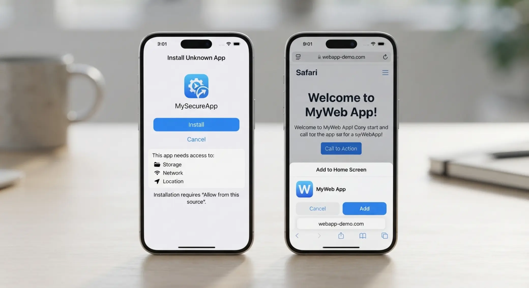 Porównanie instalacji aplikacji APK i skrótu PWA na telefonach