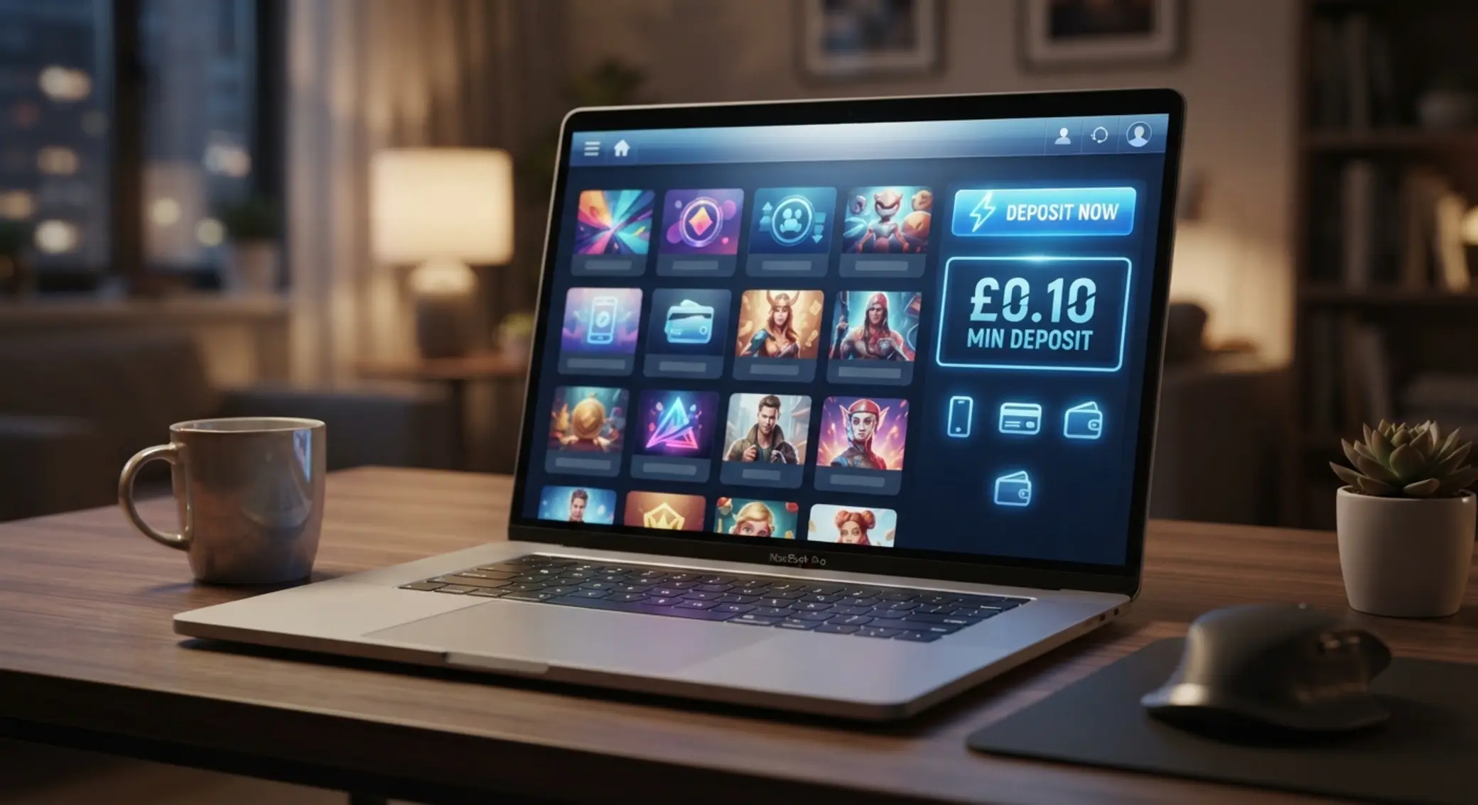 Laptop z listą kasyn online i ikoną BLIK przy depozycie od 10 zł