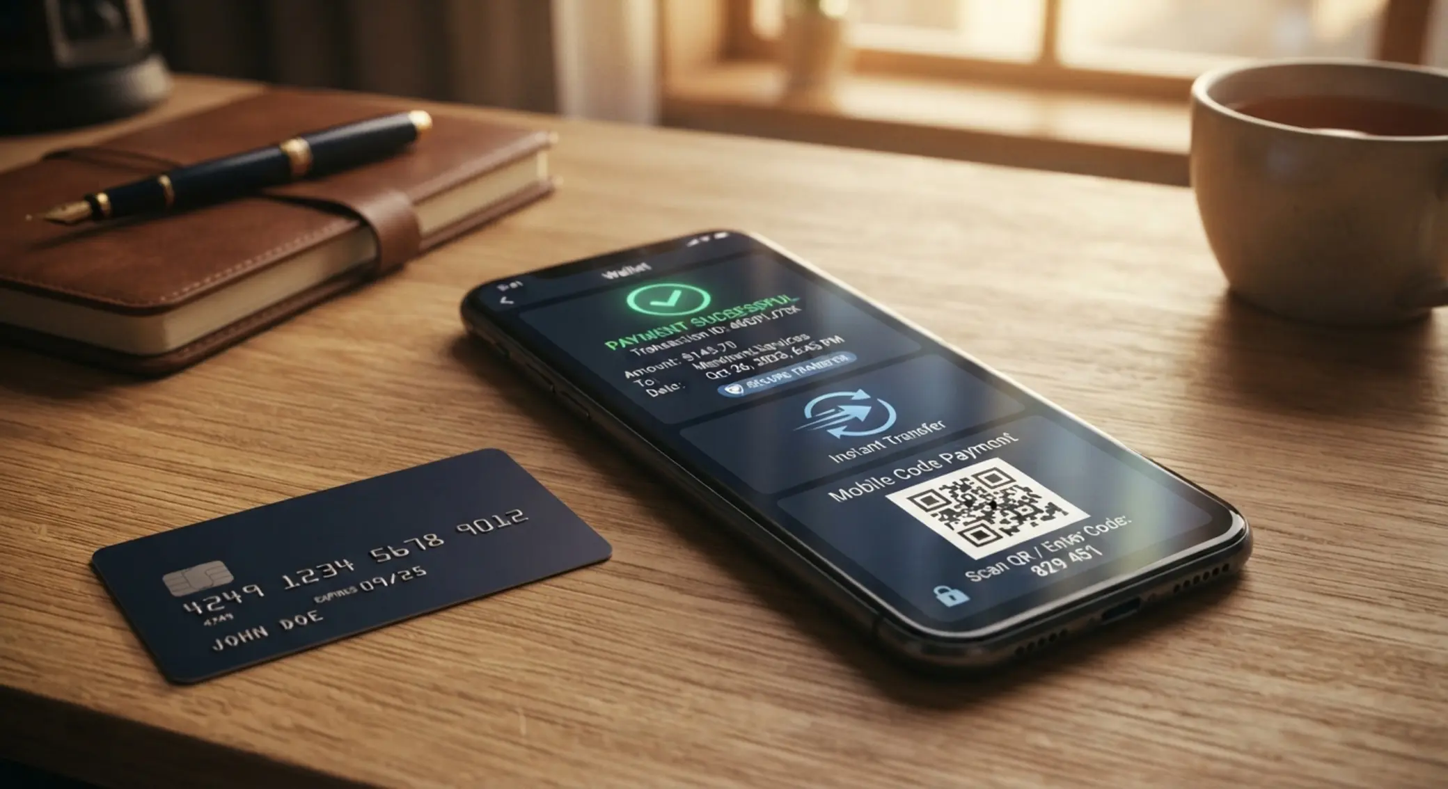 Bezpieczne płatności mobilne na telefonie z kartą i szybkim transferem