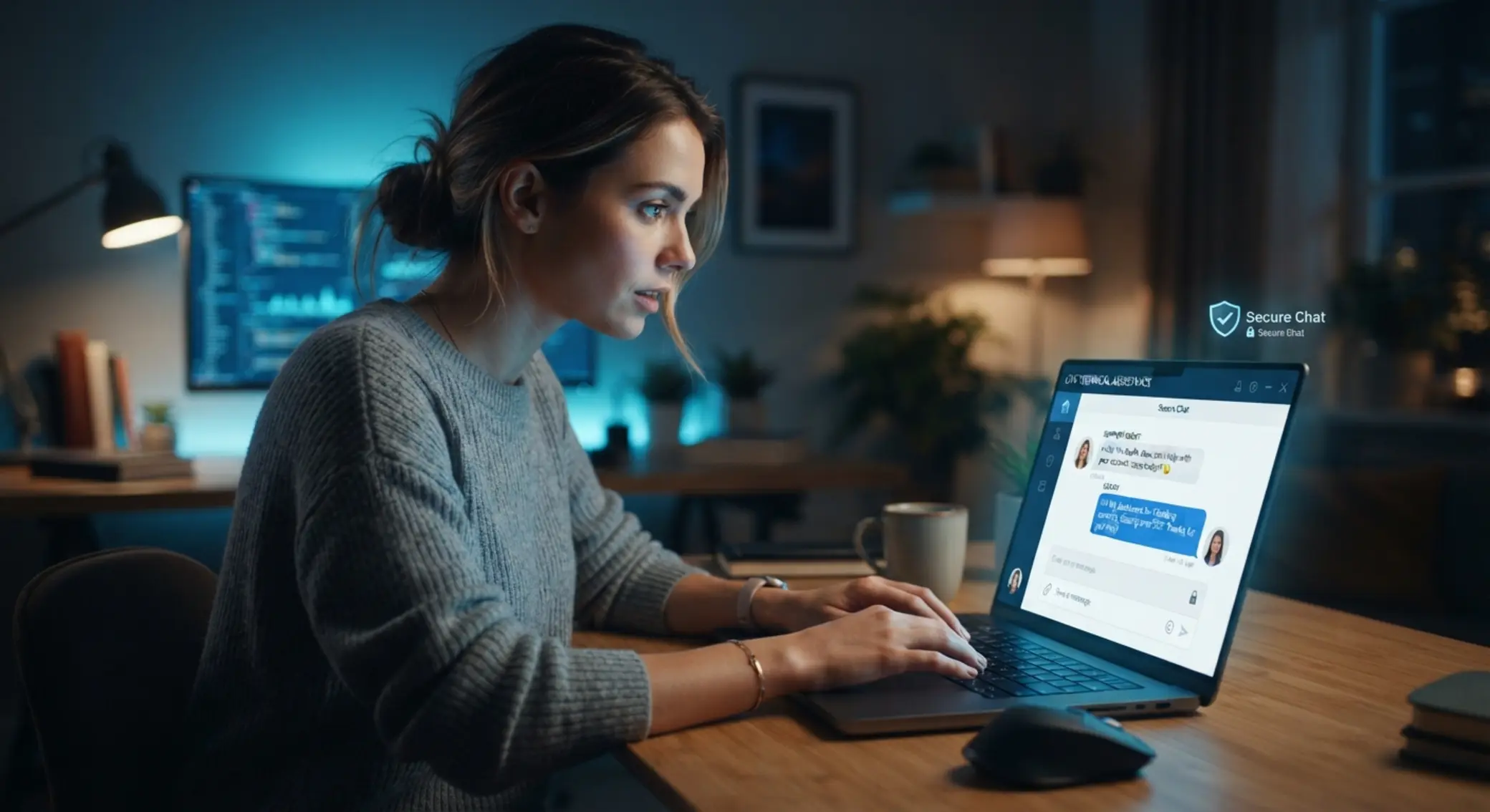 Użytkownik kontaktuje się z pomocą techniczną przez czat online