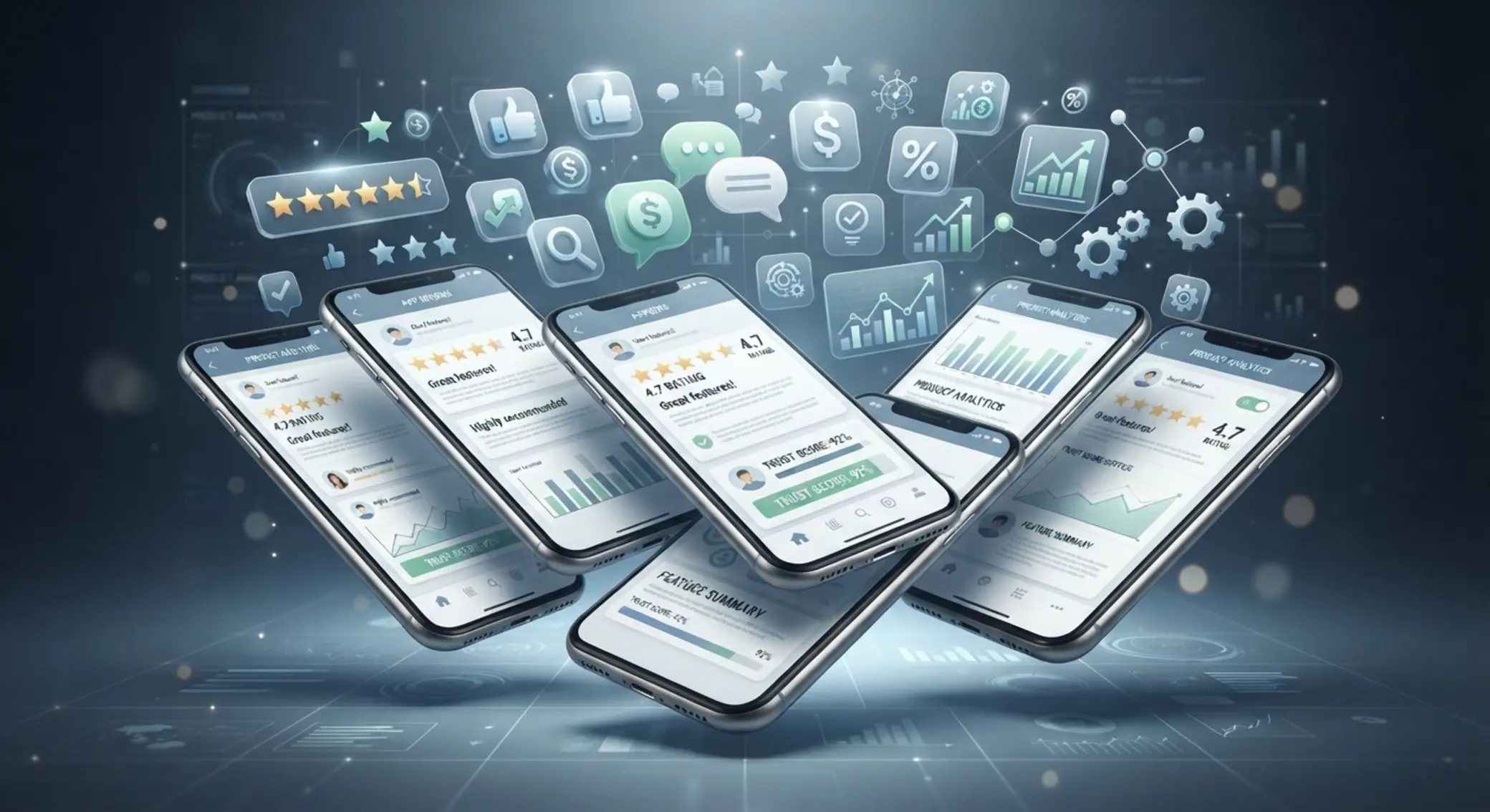 Grafika analizy opinii o aplikacjach mobilnych